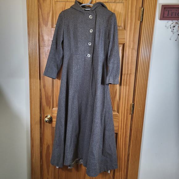 handmade Hooded maxi wool coat, retro wool coat vintage coat Womens size small - Picture 1 of 8